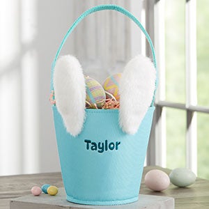 Blue-Green Bunny Personalized Easter Basket