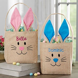 Bunny Face Personalized Burlap Easter Treat Bags - 22576