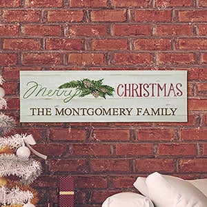 Merry Christmas Personalized Canvas Print - 8x24