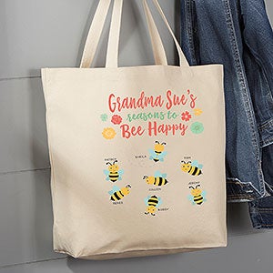 Bee Happy Large Canvas Tote Bags