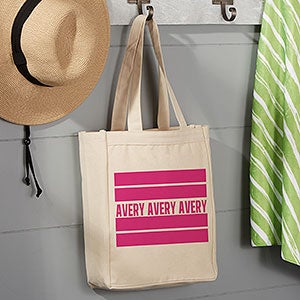 Classic Stripe Personalized Small Canvas Beach Bag