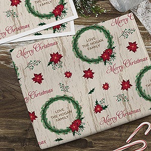 Tree & Wreath Personalized Wrapping Paper Sheets