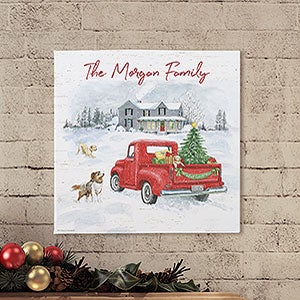 Farmhouse Holidays Personalized 24x24 Canvas Print
