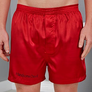 You Name It Embroidered Red Satin Boxers - Adult XLarge