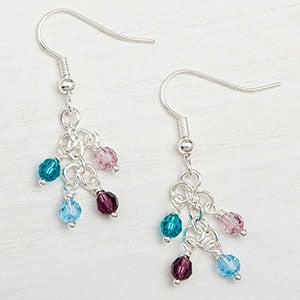 Personalized 4 Birthstones Dangle Earrings