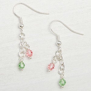 Personalized 2 Birthstones Dangle Earrings