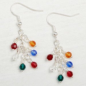 Personalized 6 Birthstones Dangle Earrings