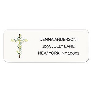 Botanical Cross Personalized Return Address Labels - 1 set of 60