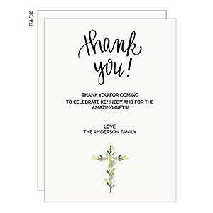 Botanical Cross Personalized Thank You Cards  - Set of 5