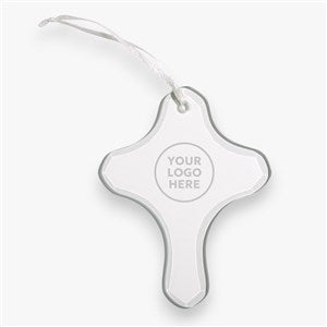 Personalized Logo Clear Glass Cross Ornament - 22835