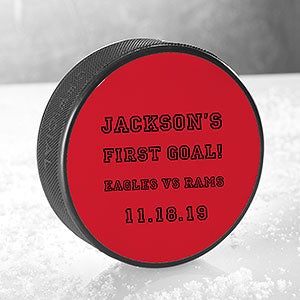 My First Goal Personalized Official Hockey Pucks