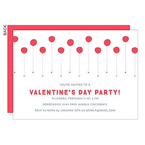 Valentine's Day Balloons Party Invitation - Set of 5