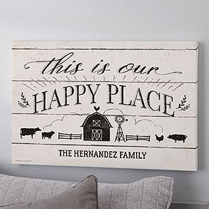 Happy Place Farmhouse 16x24 White Canvas Print
