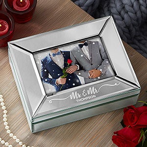 Newlywed Mr. & Mr. Engraved Mirrored Photo Box