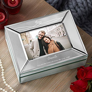 Custom Engraved Mirrored Photo Box - Romantic Gift