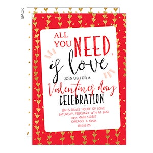 All You Need Premium Valentine's Day Party Invitation - Set of 5