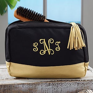 Black & Gold Custom Embroidered Cosmetic Travel Case