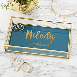 Bridal Party Personalized Teal Jewelry Tray