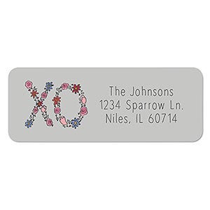 Floral XO Return Address Labels - 1 set of 60