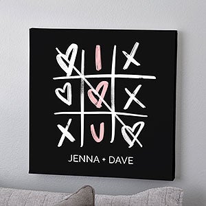 Romantic Tic-Tac-Toe Hearts Mini Canvas Print