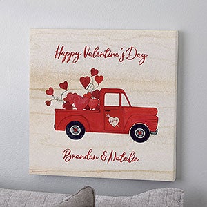 Rustic Valentine Truck 12x12 Canvas Print