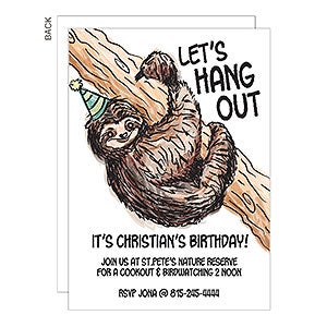 Sloth Party Invitation - Premium - Set of 5