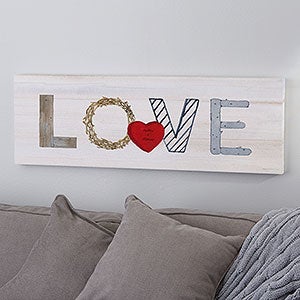 Rustic Love Personalized Canvas Print - 16x42