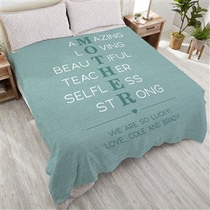 Mother Acronym Personalized 90x90 Plush Queen Fleece Blanket