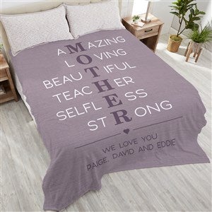 Mother Acronym Personalized 90x108 Plush King Fleece Blanket