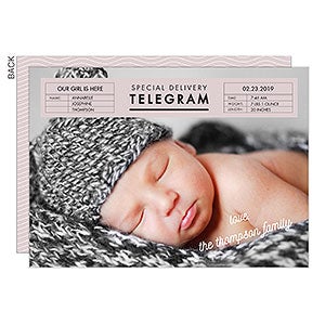 Special Delivery Telegram Baby Announcement - Set of 5