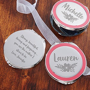 Engraved Compact Mirror - Floral Reflections