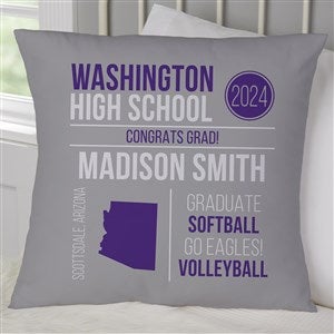 Graduation State Personalized 18-inch Velvet Throw Pillow