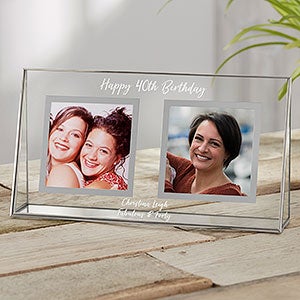 Personalized Double Photo Glass Frame - Add Any Text - 23221