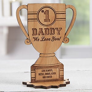 #1 Dad Personalized Natural Wood Trophy Keepsake