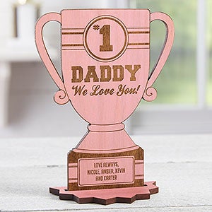 #1 Dad Personalized Pink Stain Wood Trophy Keepsake