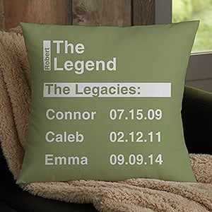 The Legend Personalized 18" Throw Pillow - #23251-L