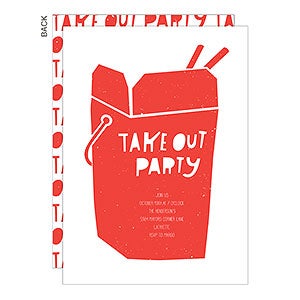 Take Out Party Premium Invitation - Set of 5