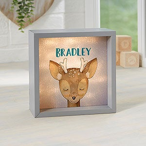 Woodland Deer 6x6 Personalized Grey LED Shadow Box
