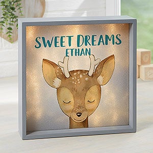 Woodland Deer 10x10 Personalized Grey LED Shadow Box