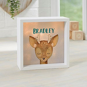 Woodland Deer 6x6 Personalized Ivory LED Shadow Box