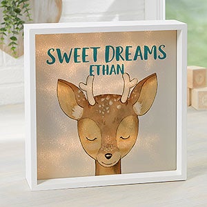 Woodland Deer 10x10 Personalized Ivory LED Shadow Box