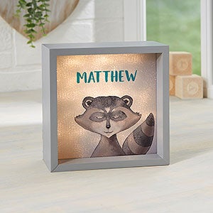 Woodland Raccoon 6x6 Personalized Grey LED Shadow Box