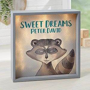 Woodland Raccoon 10x10 Personalized Grey LED Shadow Box