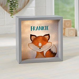 Woodland Fox 6x6 Personalized Grey LED Shadow Box