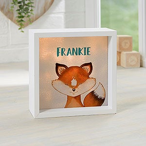 Woodland Fox 6x6 Personalized Ivory LED Shadow Box
