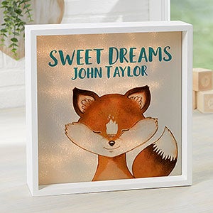 Woodland Fox 10x10 Personalized Ivory LED Shadow Box