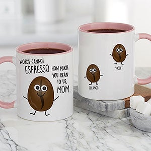 Coffee Puns Personalized Pink Coffee Mug for Her