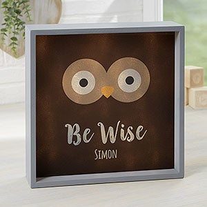 Woodland Adventure Owl 10x10 Personalized Grey LED Shadow Box