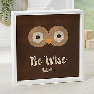 Woodland Adventure Owl 10x10 Personalized Ivory LED Shadow Box