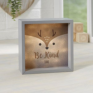 Woodland Adventure Deer 6x6 Personalized Grey LED Shadow Box